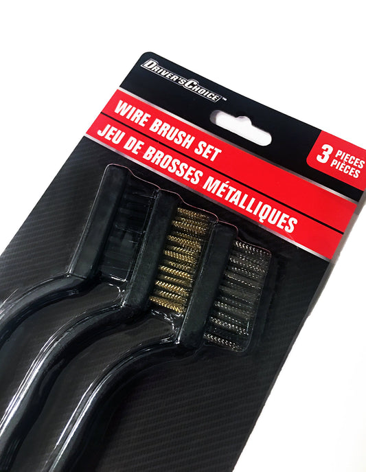 Driver's Choice Medium to HEAVY DUTY cleaning WIRE BRUSH SET • STAINLESS, BRASS & NYLON bristles for various jobs